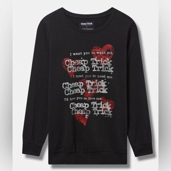 NWT Torrid Plus Size Black Cheap Trick Cozy Fleece Sweatshirt -Size XL - 14-16 - Picture 2 of 8